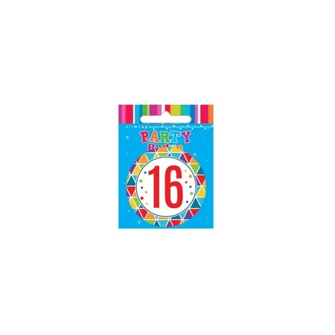 Artwrap Medium Party Badges - 16Th Birthday Multi Color