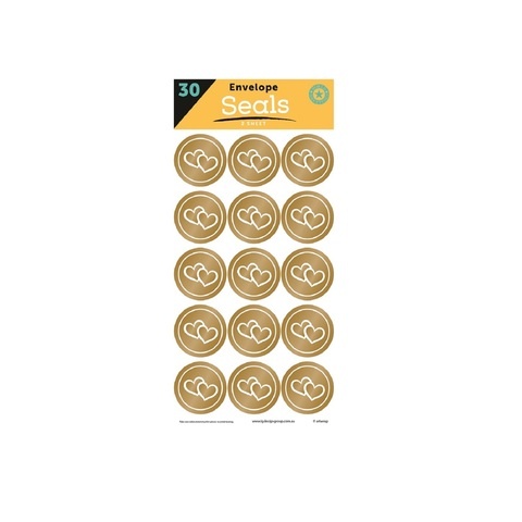 Artwrap Party Sticker Seals - Gold Heart