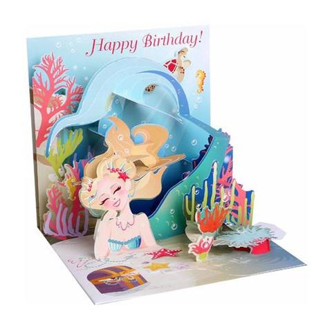 Up With Paper Treasures POP-Up Greeting Card - Mermaids Birthday