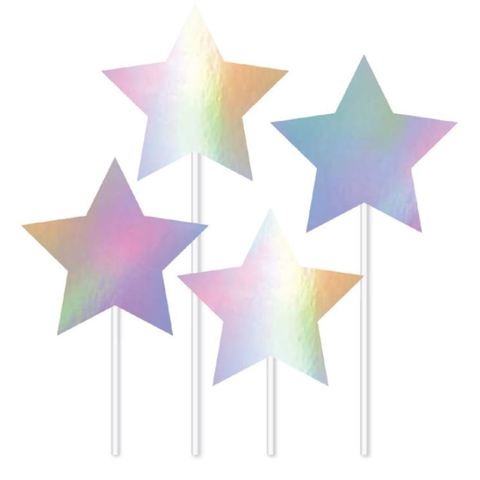 Artwrap Iredescent Party Cake Toppers - Stars