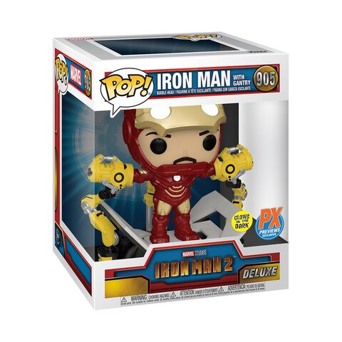 Funko POP Marvel Iron Man 2 905 Iron Man with Gantry GITD 6 inch Deluze POP PX Exclusive
