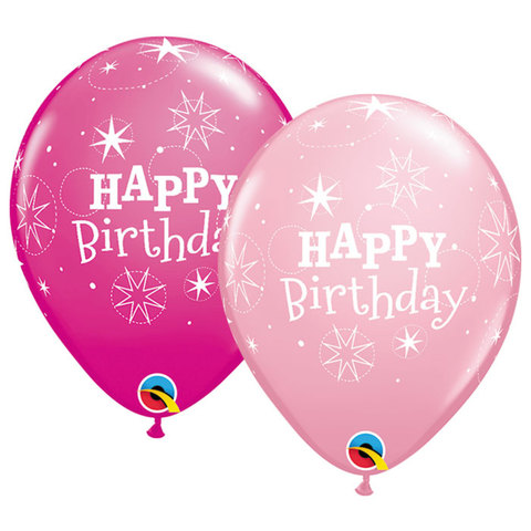 Qualatex 11 Latex Happy Birthday Sparkle - Pink
