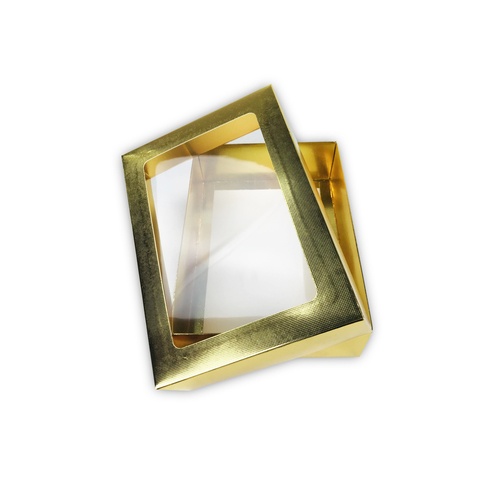 AEIOU Small Plain Convenience Box With Window Lid - Gold
