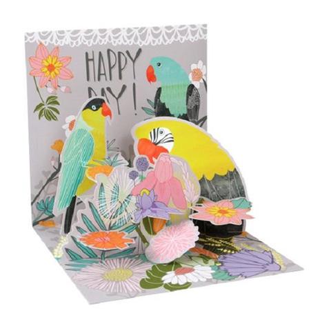Up With Paper Treasures POP-Up Greeting Card - Tropical Birds
