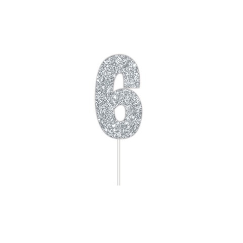 Artwrap Silver Party Cake Toppers - Number 6