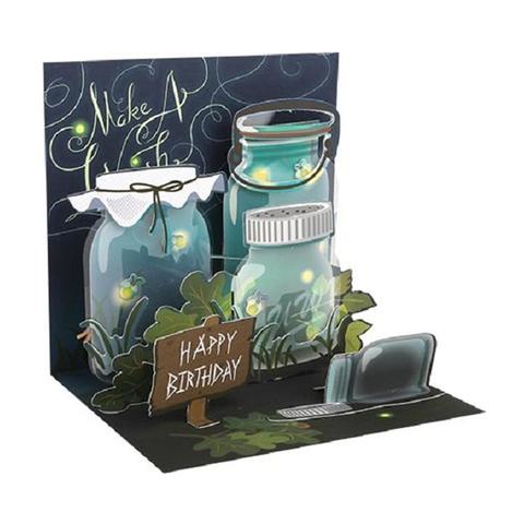 Up With Paper Treasures POP-Up Light Up Greeting Card - Lightning Bugs