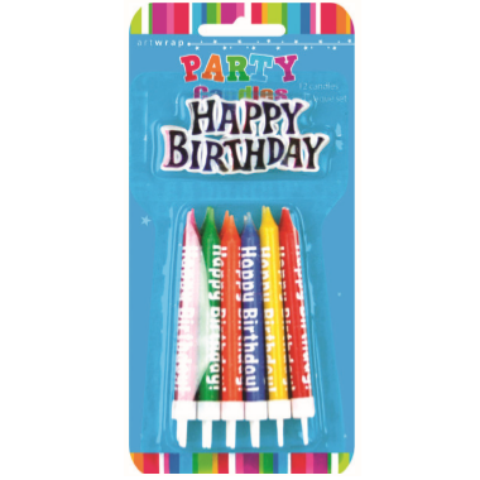 Artwrap Party Candles - Printed Happy Birthday