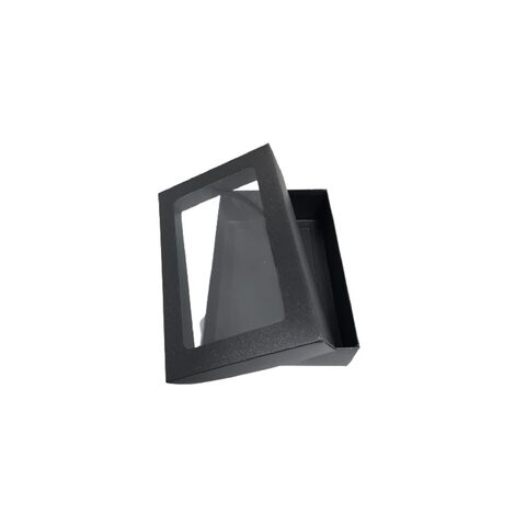 AEIOU  Small Plain Convenience Box With Window Lid - Black