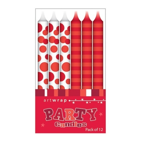 Artwrap Party Candles - Red Pattern