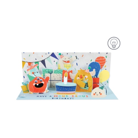 Up With Paper Panoramics Pop Up Greeting Card - Monster
