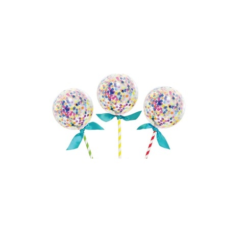 Artwrap Mini Balloon Party Cake Toppers - Confetti