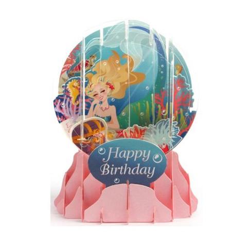 Up With Paper POP-Up Snow Globe Greeting Card - Mermaid