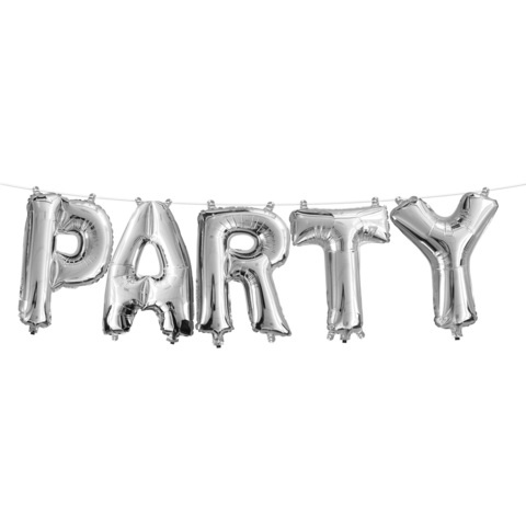 Artwrap Party Foil Balloon Banner - Party Silver