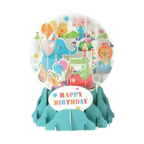 Up With Paper POP-Up Snow Globe Greeting Card - Bumper Cars