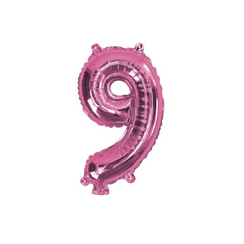 Artwrap 35 Cm Pink Party Foil Balloon - Number 9