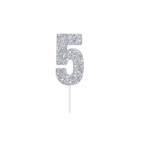 Artwrap Silver Party Cake Toppers - Number 5
