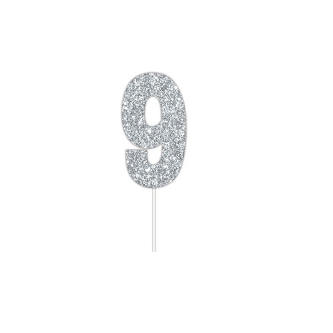 Artwrap Silver Party Cake Toppers - Number 9