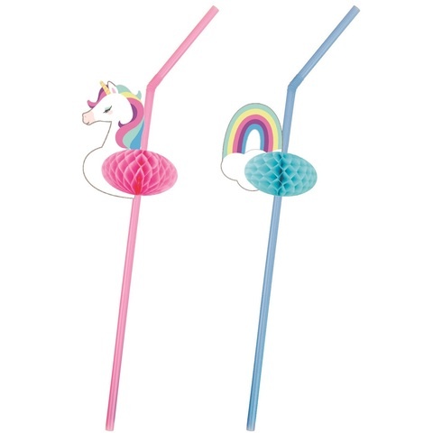 Artwrap Party Straws - Unicorn and Rainbow Honeycomb