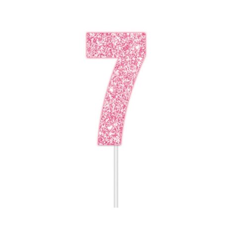 IG Design Group Party Cake Topper - Glitter Pink Number 7