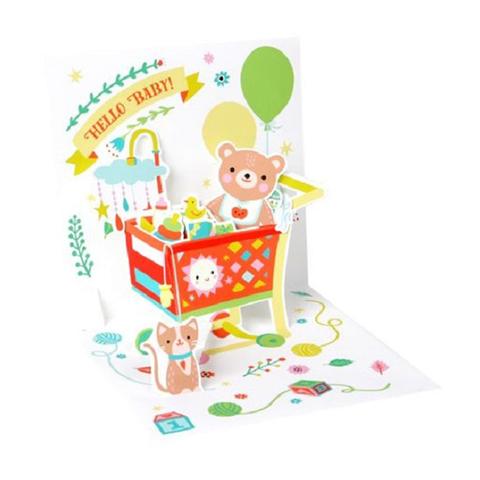 Up With Paper Treasures POP-Up Greeting Card - New Baby
