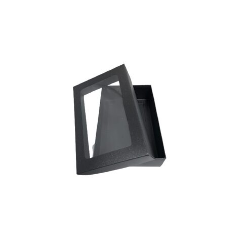 AEIOU  Large Plain Convenience Box With Window Lid - Black