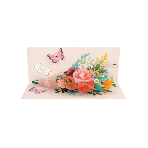Up With Paper Panoramics Pop Up Greeting Card - Beautiful Bouquet