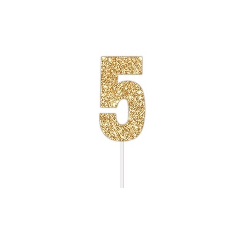 Artwrap Gold Party Cake Toppers - Number 5