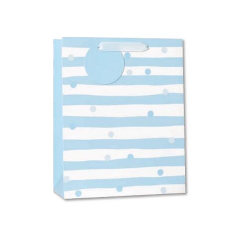 Simon Elvin Medium Gift Bag - Blue And white Stripes And Dots