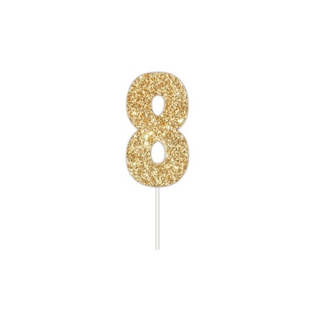 Artwrap Gold Party Cake Toppers - Number 8