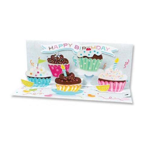 Up With Paper Panoramics POP-Up Greeting Card - Cupcakes