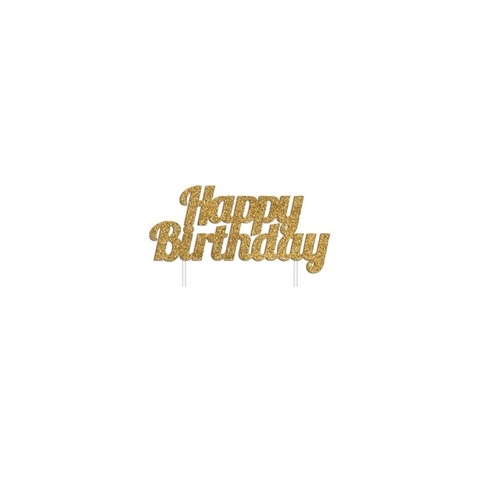 Artwrap Party Toppers - Happy Birthday Glitter Gold