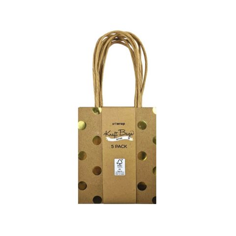 IG Design Small Kraft Bag - Gold Foil Spots