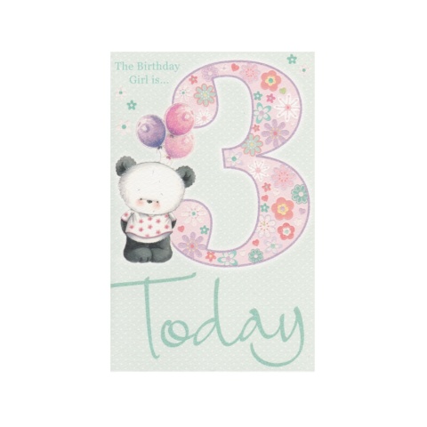 K2 Greeting Birthday Card - 3rd Birthday Girl