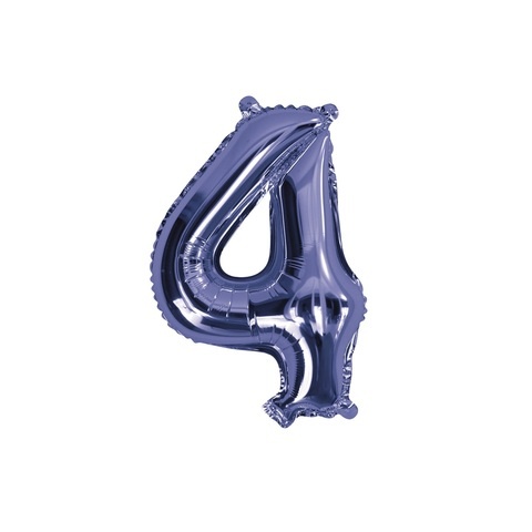 Artwrap 35 Cm Blue Party Foil Balloon - Number 4