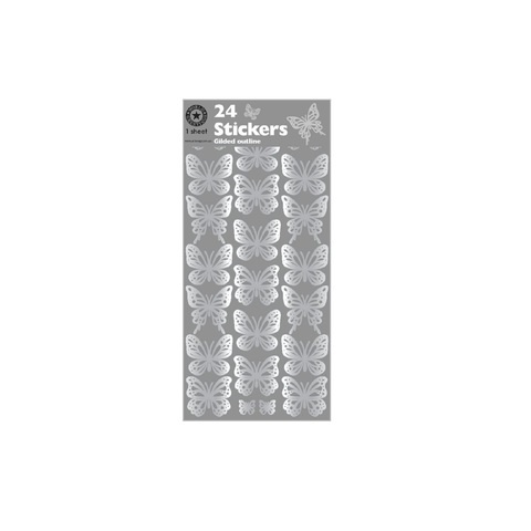 Artwrap Party Gilded Outline Stickers - Silver Butterflies