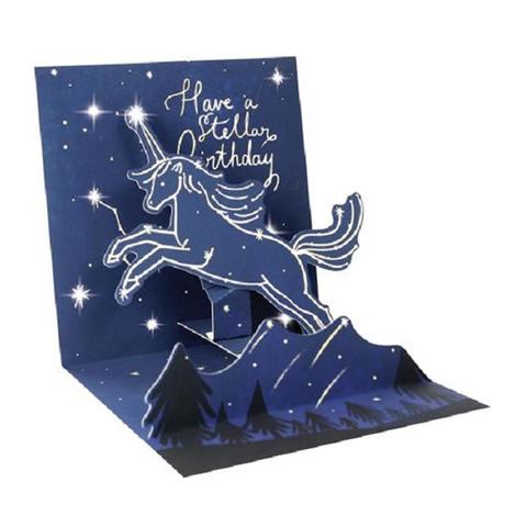 Up With Paper Treasures POP-Up Light Up Greeting Card - Unicorn Constellation