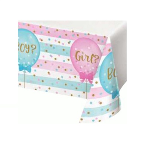 Creative Converting Plastic Tablecover - Gender Reveal Balloons