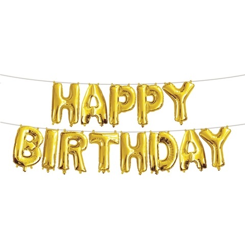 happy birthday gold balloons