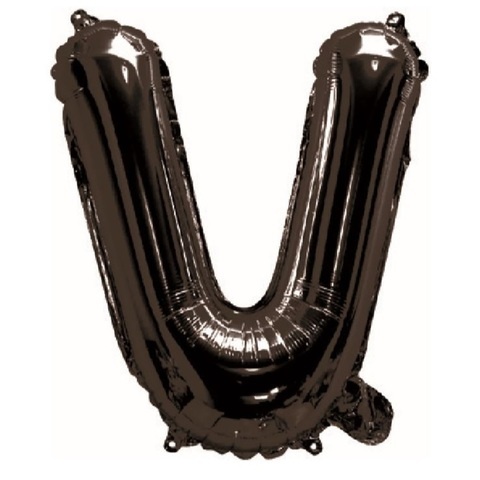 Artwrap 35cm Black Party Foil Balloons - Letter V