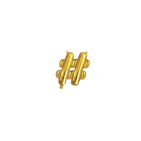 Artwrap 35 Cm Gold Party Foil Balloon - Shape Hashtag