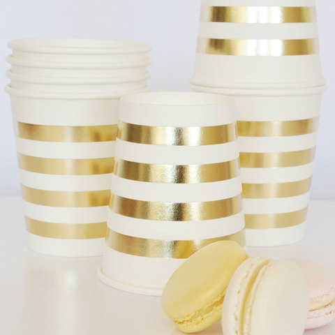 Illume Gold Stripes - Cup - Pack of 10 - 9OZ 300ml