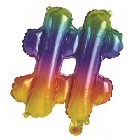Artwrap 35cm Rainbow Party Foil Balloons - Hash Tag