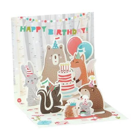 Up With Paper Trinklets Mini POP-Up Gift Card - Woodland Birthday