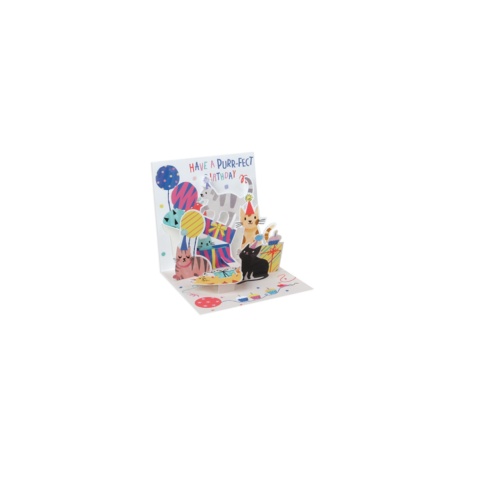 Up With Paper Trinkets Mini Pop Up Gift Card - Party cats