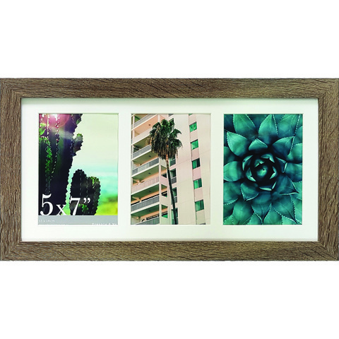 Paper Craft Dark Wood Collage Frame 5 X 7- 3 Photo
