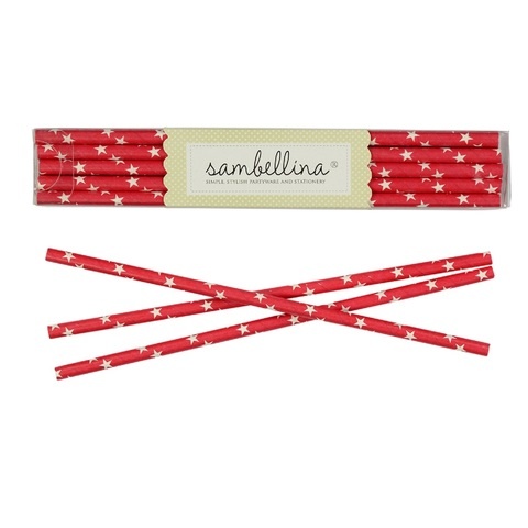 Sambellina Red with White Stars Straws