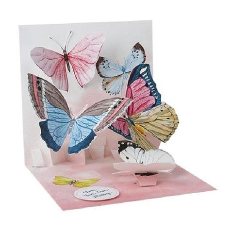 Up With Paper Treasures POP-Up Greeting Card - Watercolor Butterflies