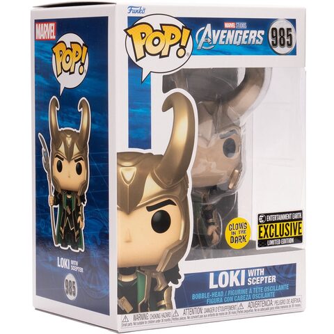 Pre-Order Funko POP Avengers 985 Loki with Scepter GITD EE Exclusive