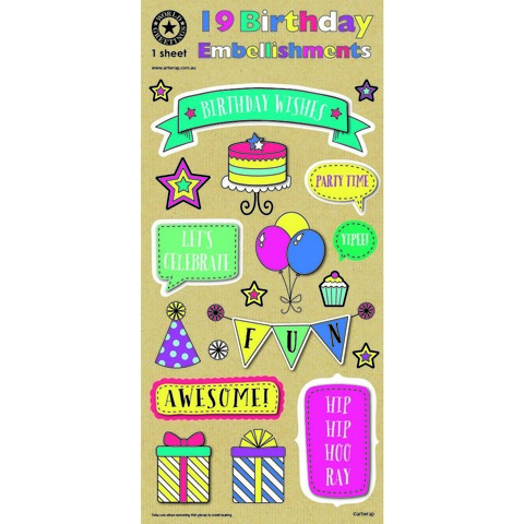Artwrap Party Sticker Embellishments - Birthday