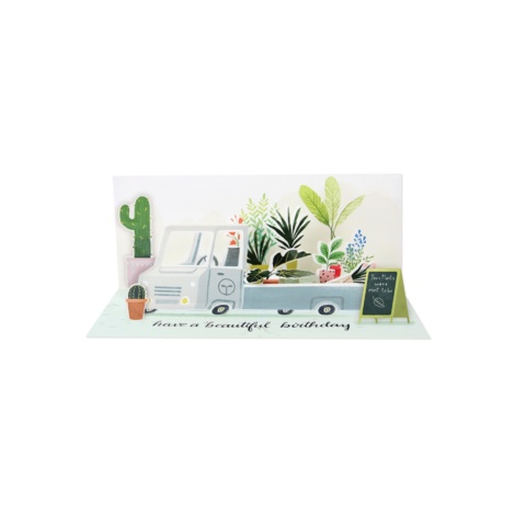 Up With Paper Panoramics Pop Up Greeting Card - Botanical Delivery